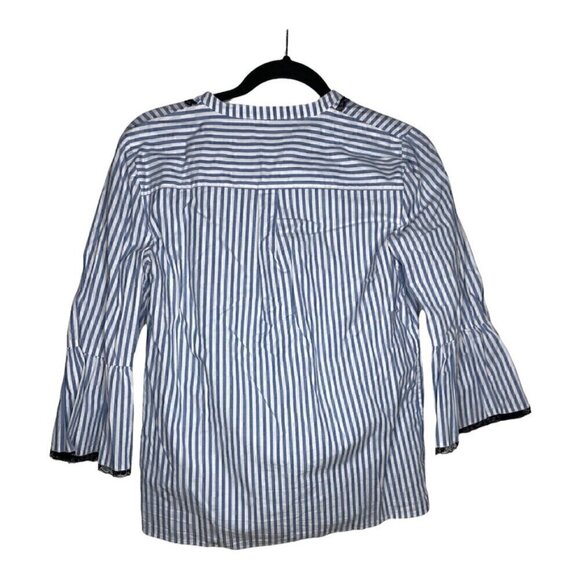 Karl Lagerfeld Blouse Size S Women's Collared Ruffle Bell Sleeve Button Down - Picture 2 of 6